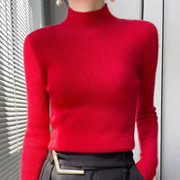 Knitted Women's Sweater with Half Turtleneck - Sophie