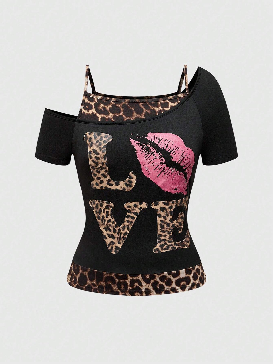 Trendy women's off-shoulder shirt with leopard print - Zaria