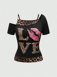 Trendy women's off-shoulder shirt with leopard print - Zaria