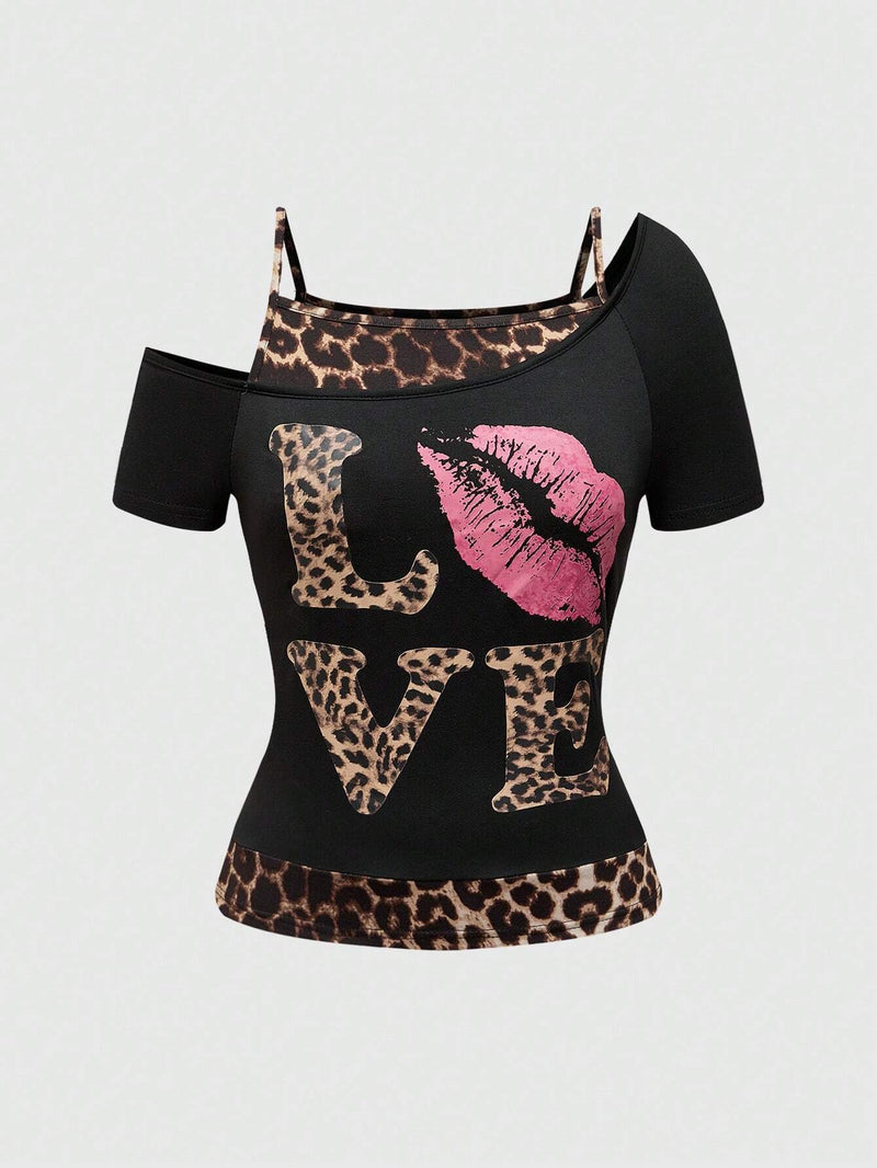 Trendy women's off-shoulder shirt with leopard print - Zaria