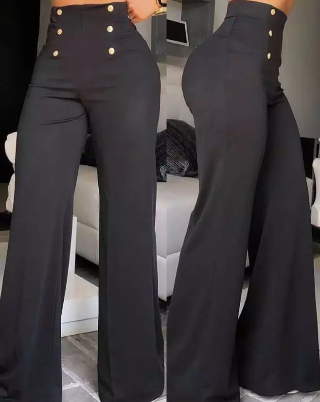 Hoge Taille Broek met Zijknopen - Fiora