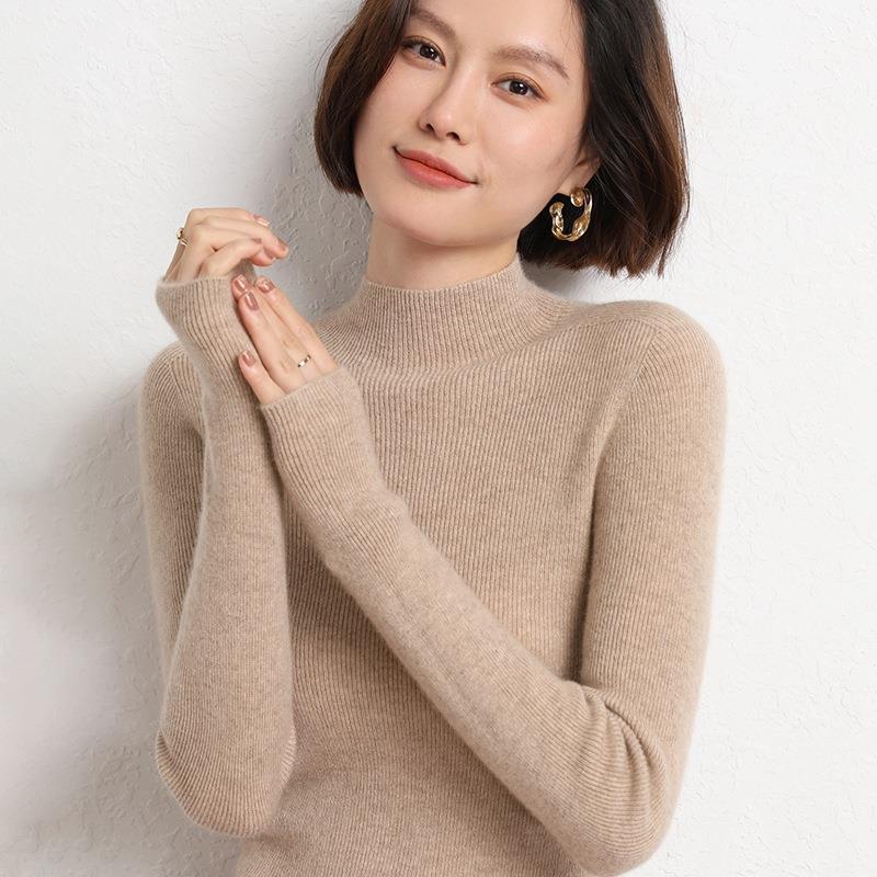 Knitted Women's Sweater with Half Turtleneck - Sophie