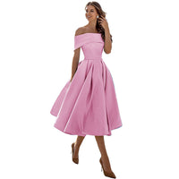Off-shoulder & bodycon satin party dress - Mirella