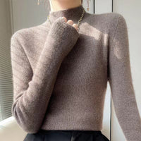 Knitted Women's Sweater with Half Turtleneck - Sophie