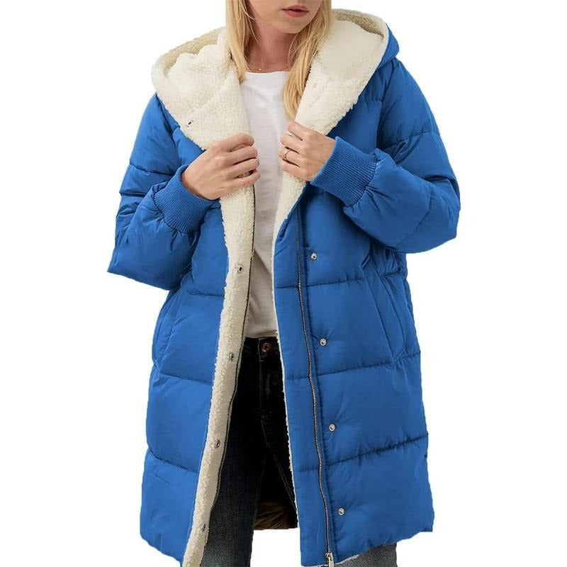 Dubbelzijdige Katoenen Dames Winterjas met Capuchon - Nina