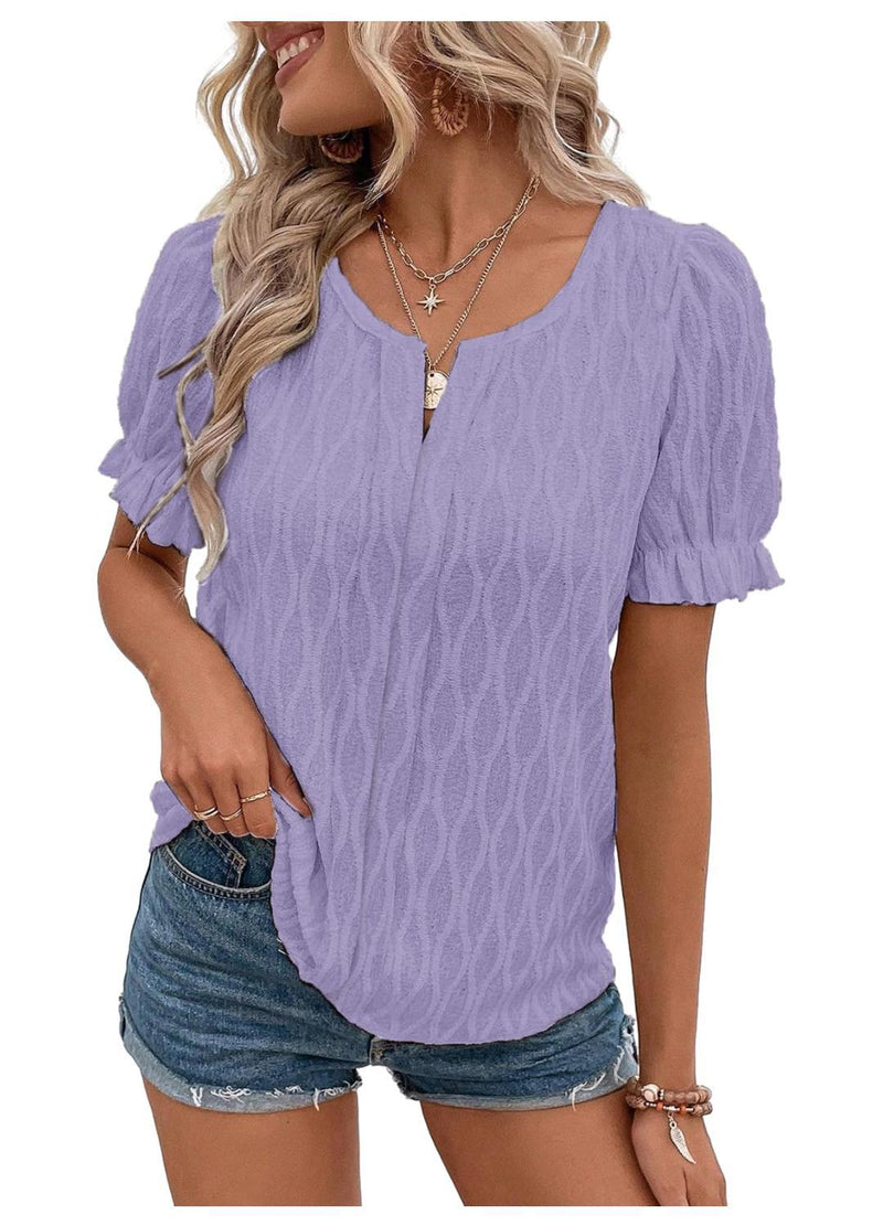 Airy & stylish women's puff sleeve shirt with lace detail – Noemi
