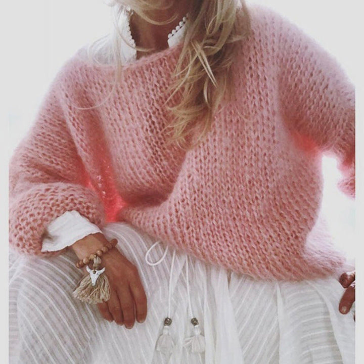 Luźny dziergany sweter damski – Freja