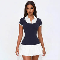 Trendy mini dress with ruffles and a tailored fit - Nia