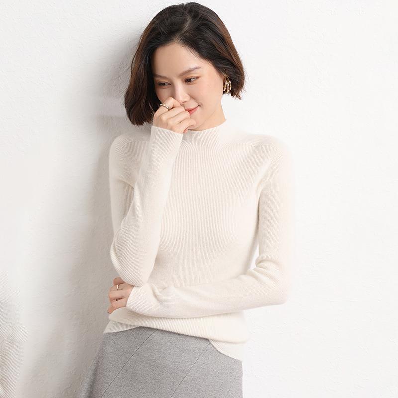 Knitted Women's Sweater with Half Turtleneck - Sophie