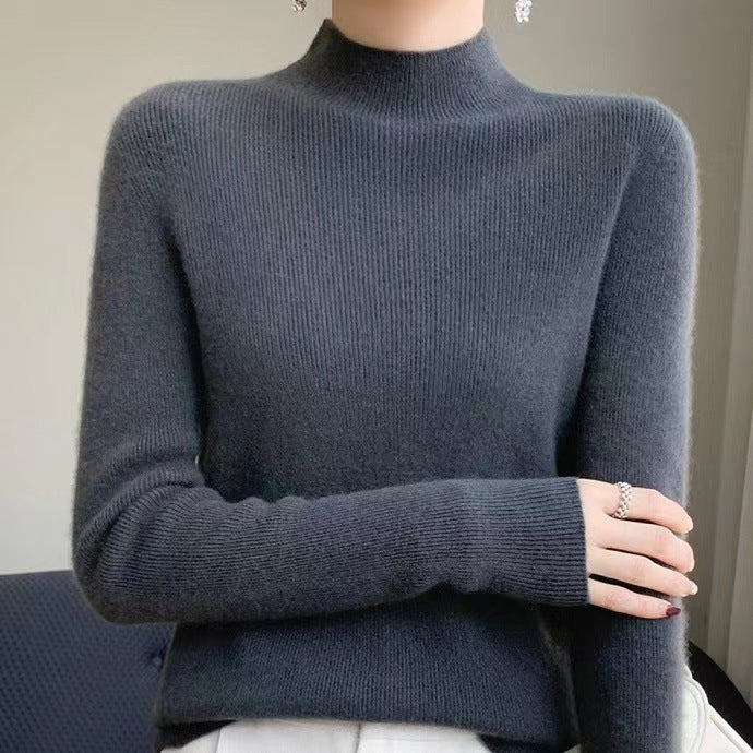 Knitted Women's Sweater with Half Turtleneck - Sophie