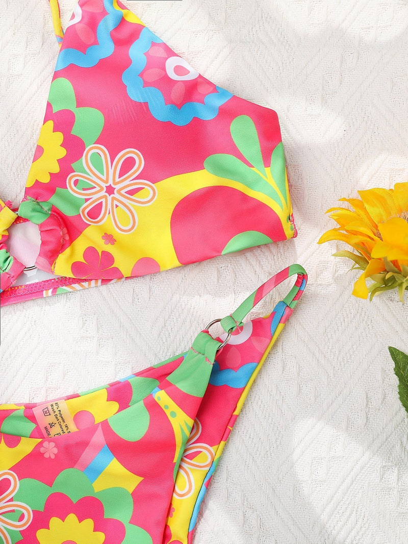 Bikini Set with Pink Floral Print – Liliane