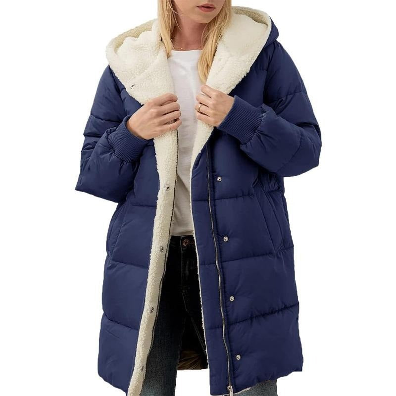 Dubbelzijdige Katoenen Dames Winterjas met Capuchon - Nina