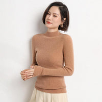 Knitted Women's Sweater with Half Turtleneck - Sophie