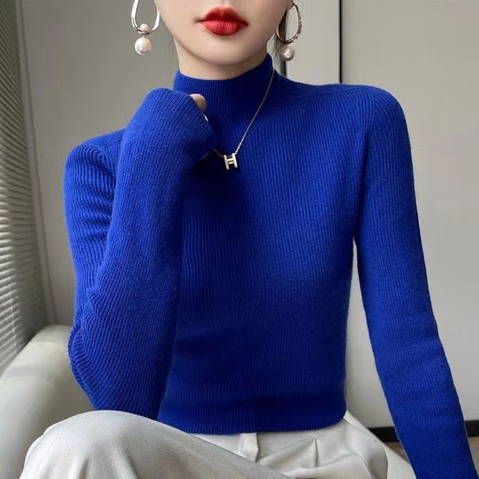 Knitted Women's Sweater with Half Turtleneck - Sophie