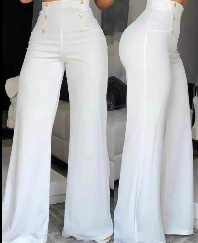 Hoge Taille Broek met Zijknopen - Fiora