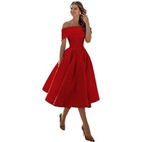 Off-shoulder & bodycon satin party dress - Mirella