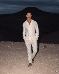 Airy linen summer set for men with Cuban collar – Edward