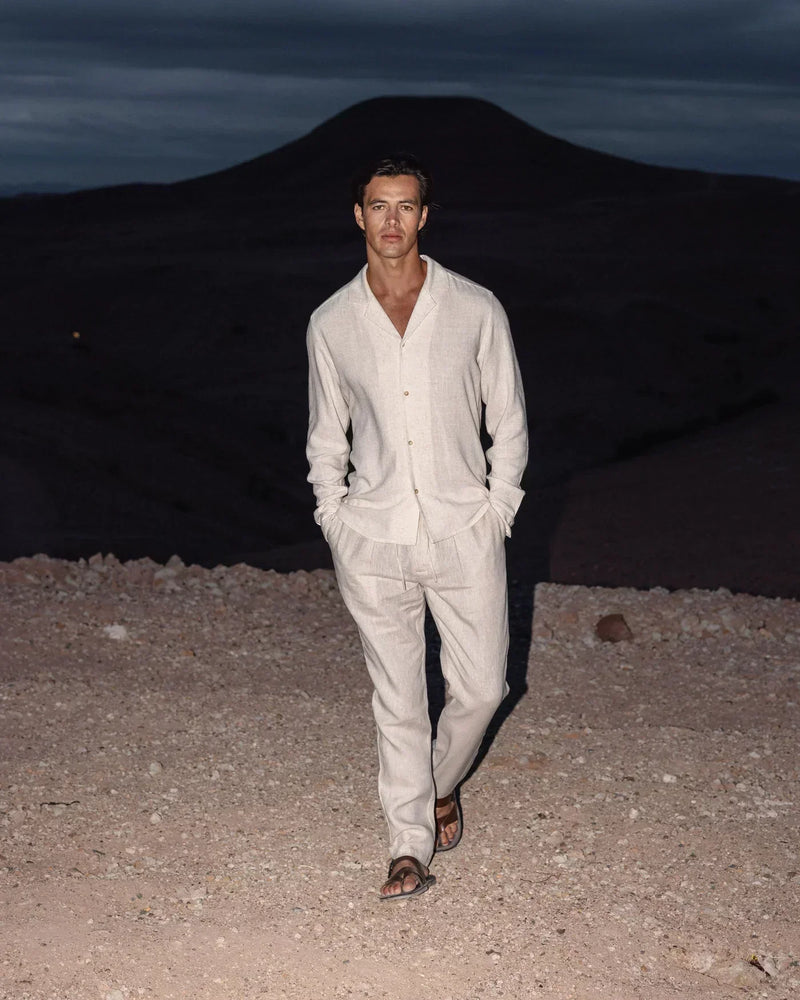 Airy linen summer set for men with Cuban collar – Edward