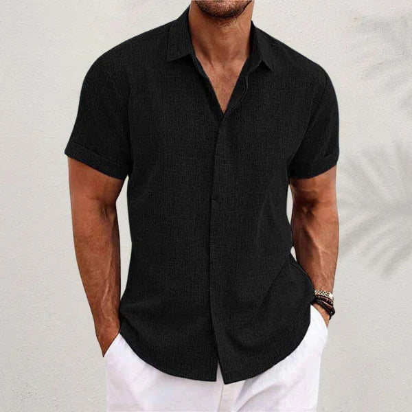 Luchtig herenlinnen shirt met korte mouwen - Matteo