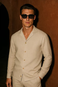 Stylish men's linen shirt with hidden button closure – Eliano