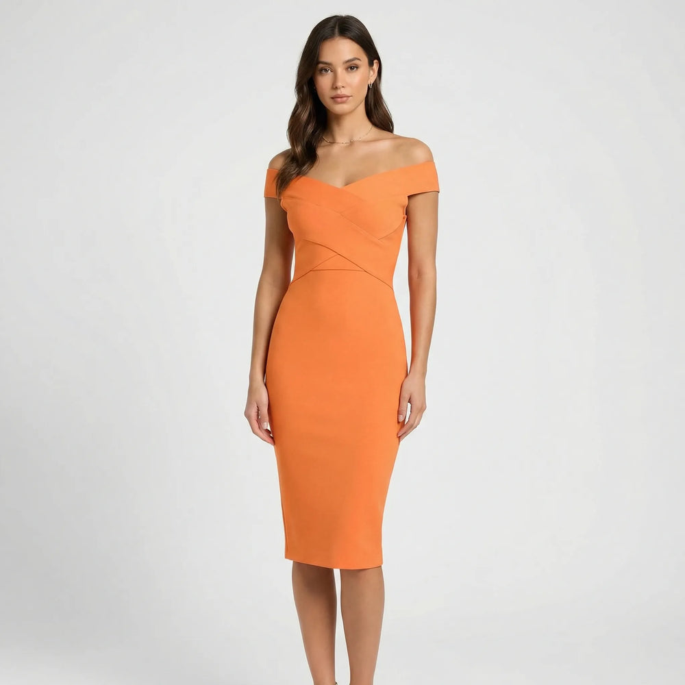 Off Shoulder V Ausschnitt Kleid - Jill