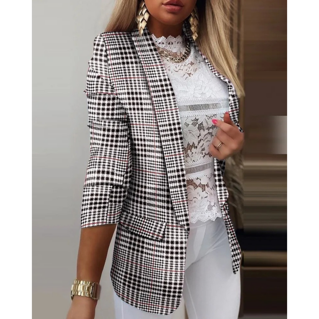 Women's Blazer with Shawl Collar and Print - Bella