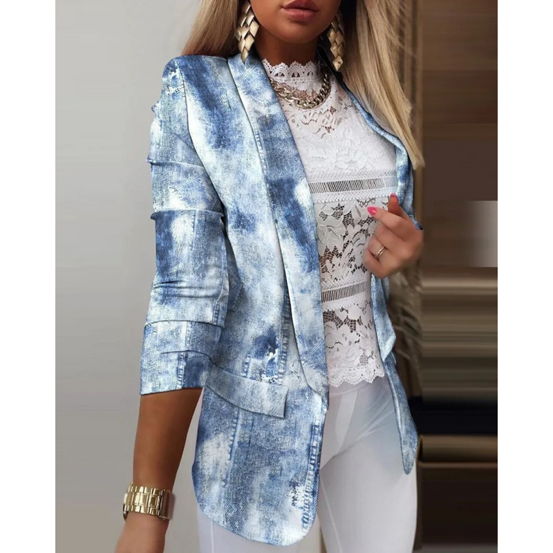 Women's Blazer with Shawl Collar and Print - Bella