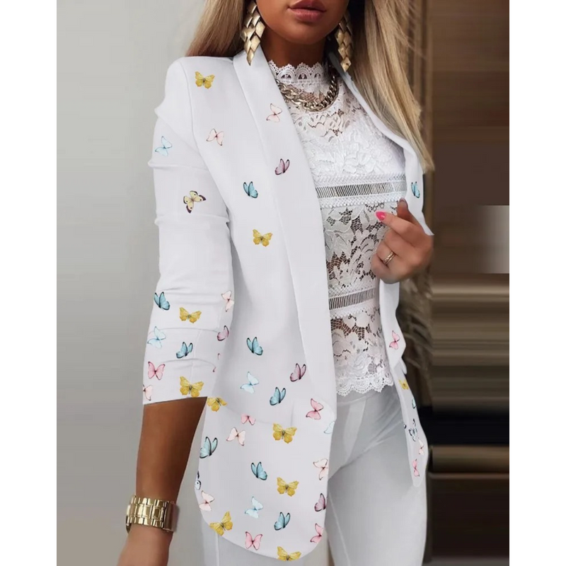Women's Blazer with Shawl Collar and Print - Bella