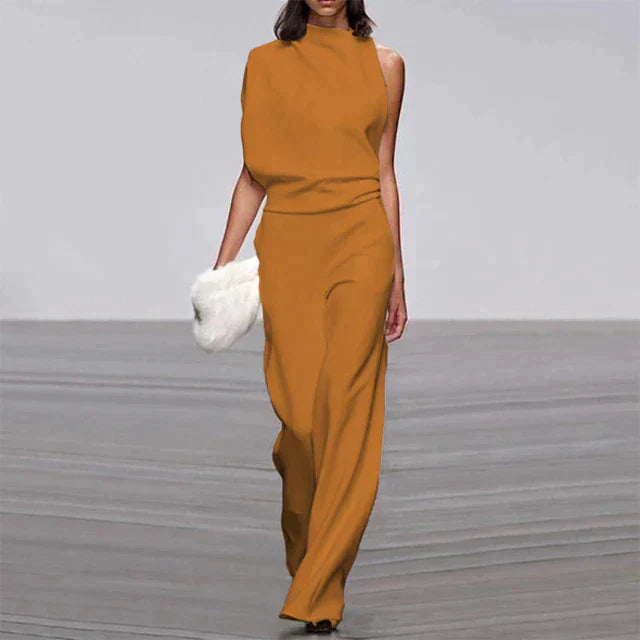 One-Shoulder Sleeveless Wide-Leg Jumpsuit - Carol
