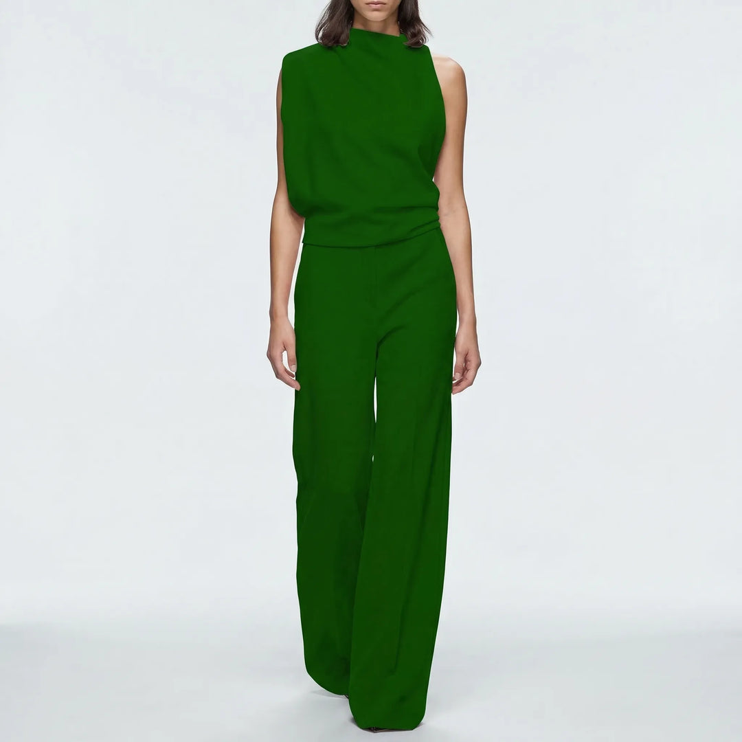 One-Shoulder Sleeveless Wide-Leg Jumpsuit - Carol