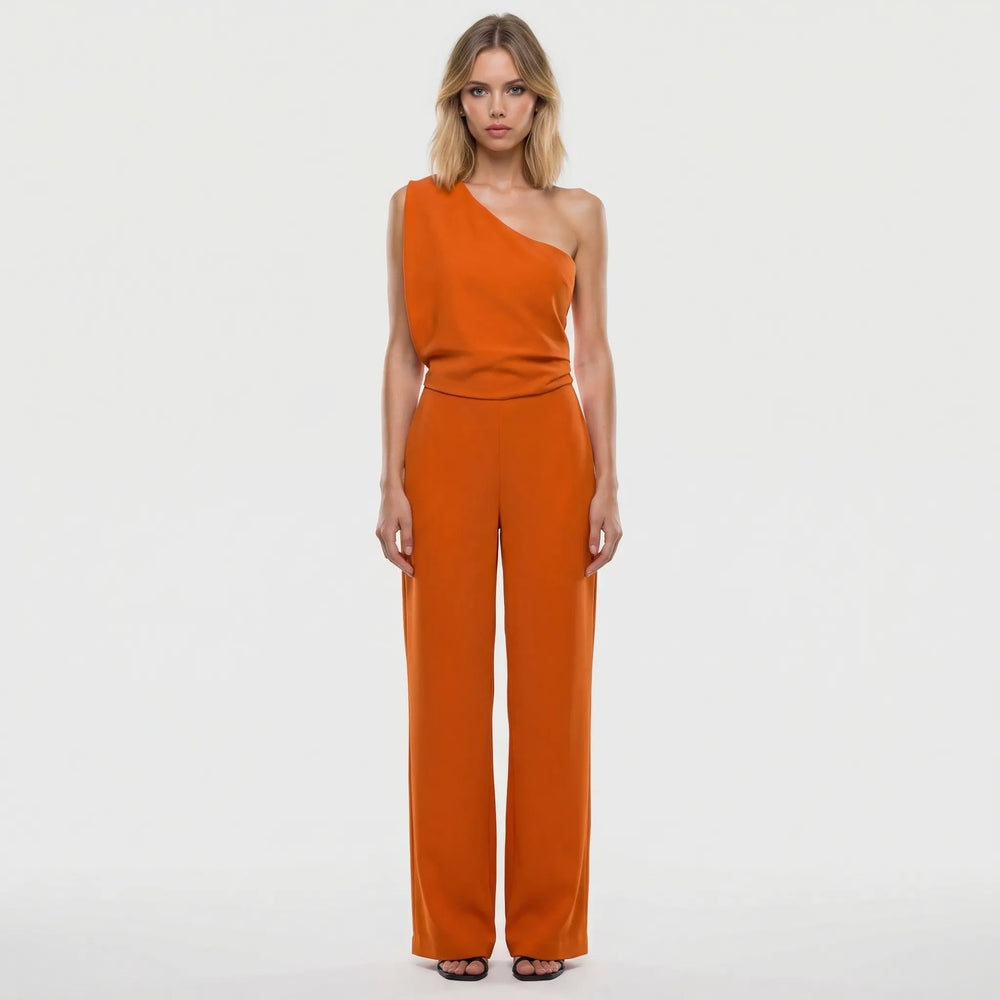 One-Shoulder Sleeveless Wide-Leg Jumpsuit - Carol