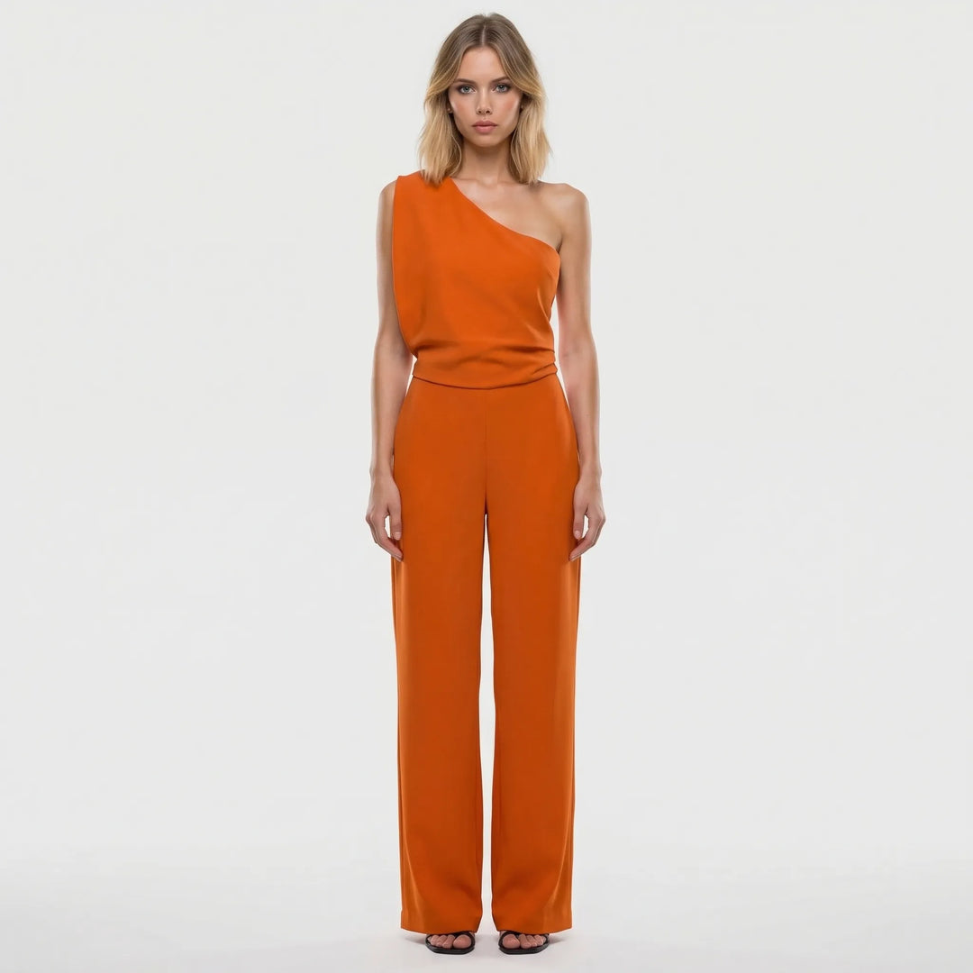 One-Shoulder Sleeveless Wide-Leg Jumpsuit - Carol