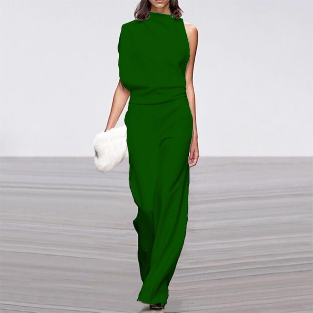 One-Shoulder Sleeveless Wide-Leg Jumpsuit - Carol
