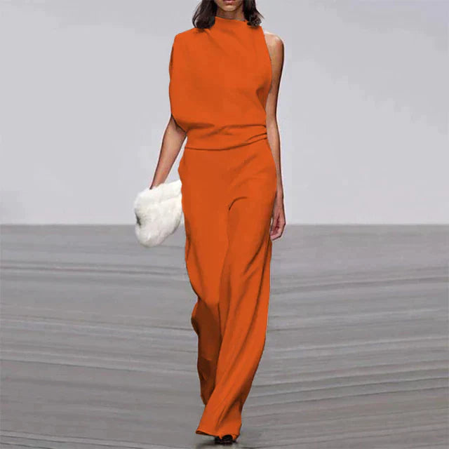One-Shoulder Sleeveless Wide-Leg Jumpsuit - Carol