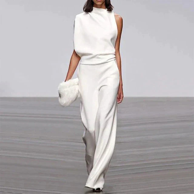 One-Shoulder Sleeveless Wide-Leg Jumpsuit - Carol