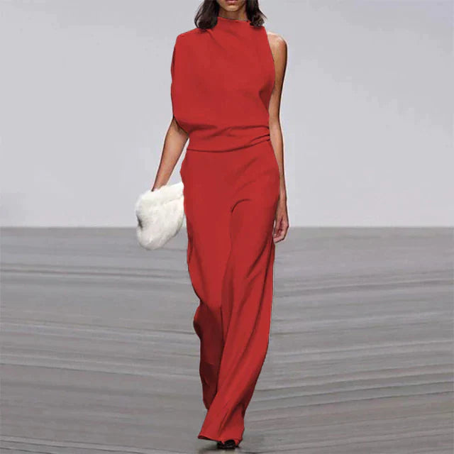 One-Shoulder Sleeveless Wide-Leg Jumpsuit - Carol