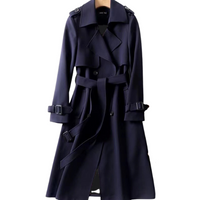 Trendy Women's Trench Coat with Double Buttons - Celina