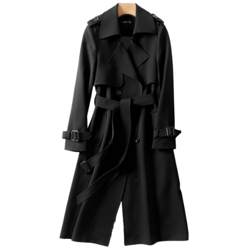 Trendy Women's Trench Coat with Double Buttons - Celina