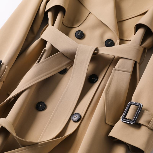 Trendy Women's Trench Coat with Double Buttons - Celina