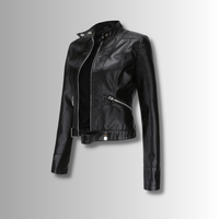 Stylish women's leather jacket in classic design - Marlene