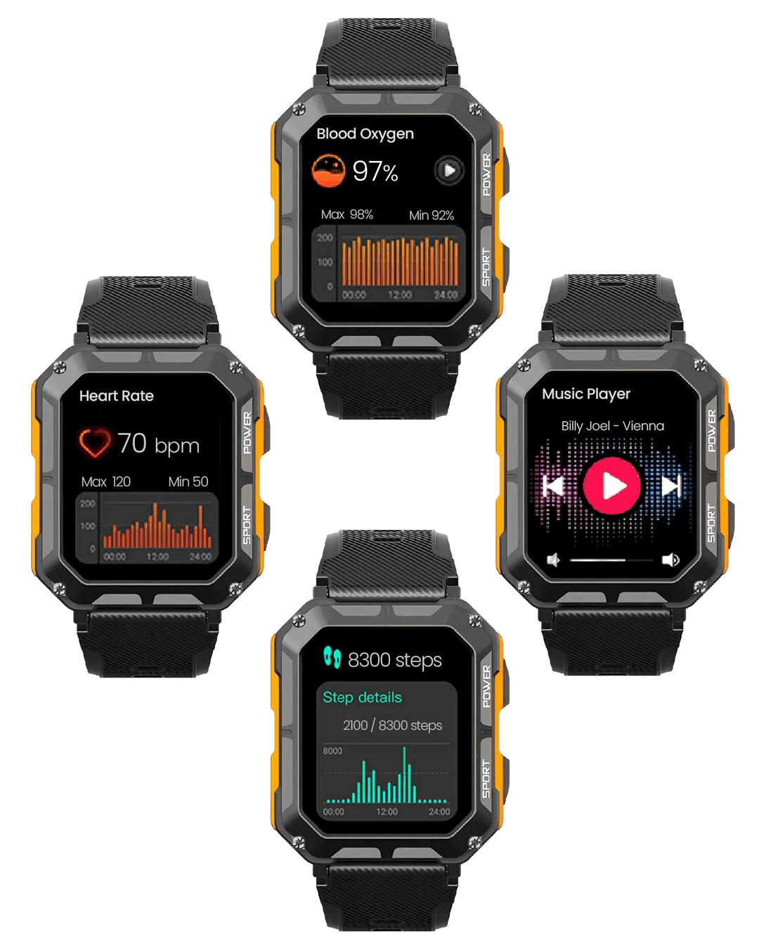 Wytrzymały smartwatch z pulsometrem i krokomierzem - EnduranceX