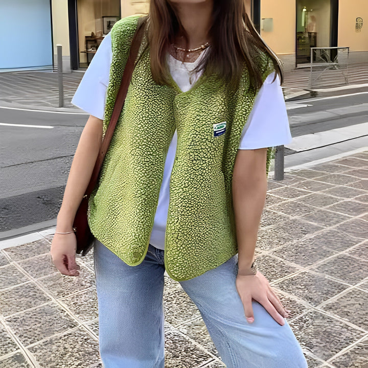 Open-Front Sleeveless Layering Vest - Claudia