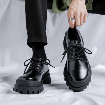 Nowoczesne skórzane buty z grubą podeszwą - Ethan
