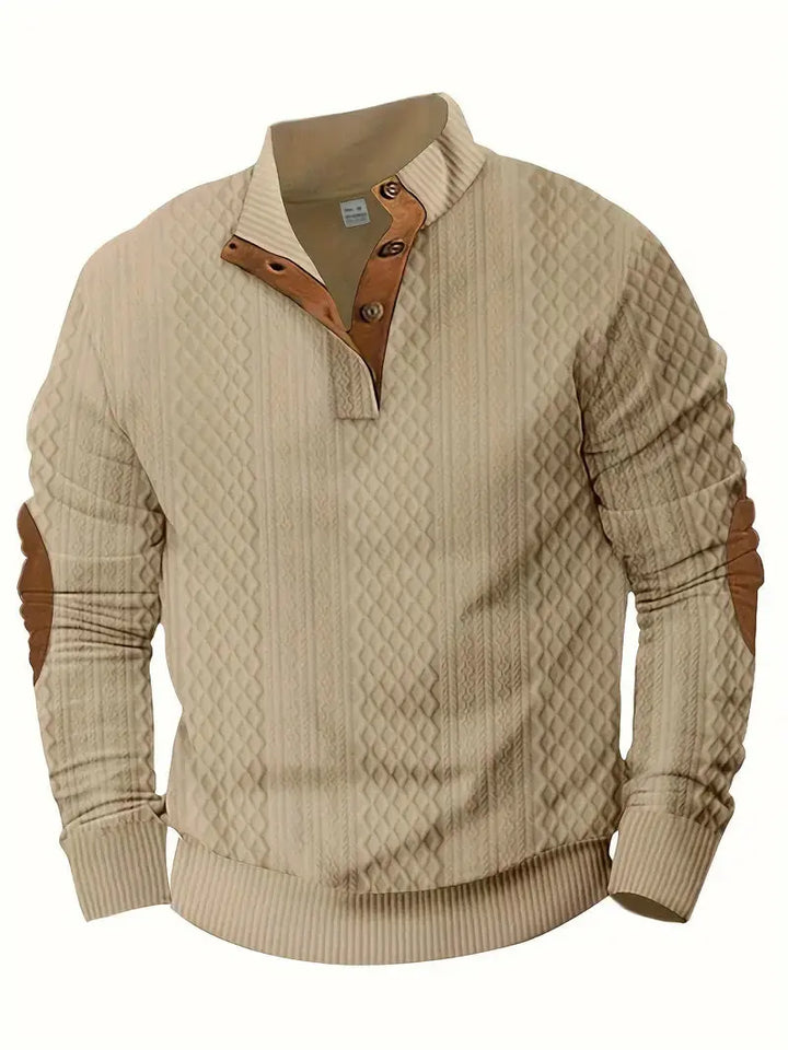 Męski dziany sweter outdoor z naszywkami - Logan