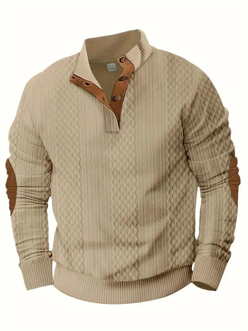 Męski dziany sweter outdoor z naszywkami - Logan