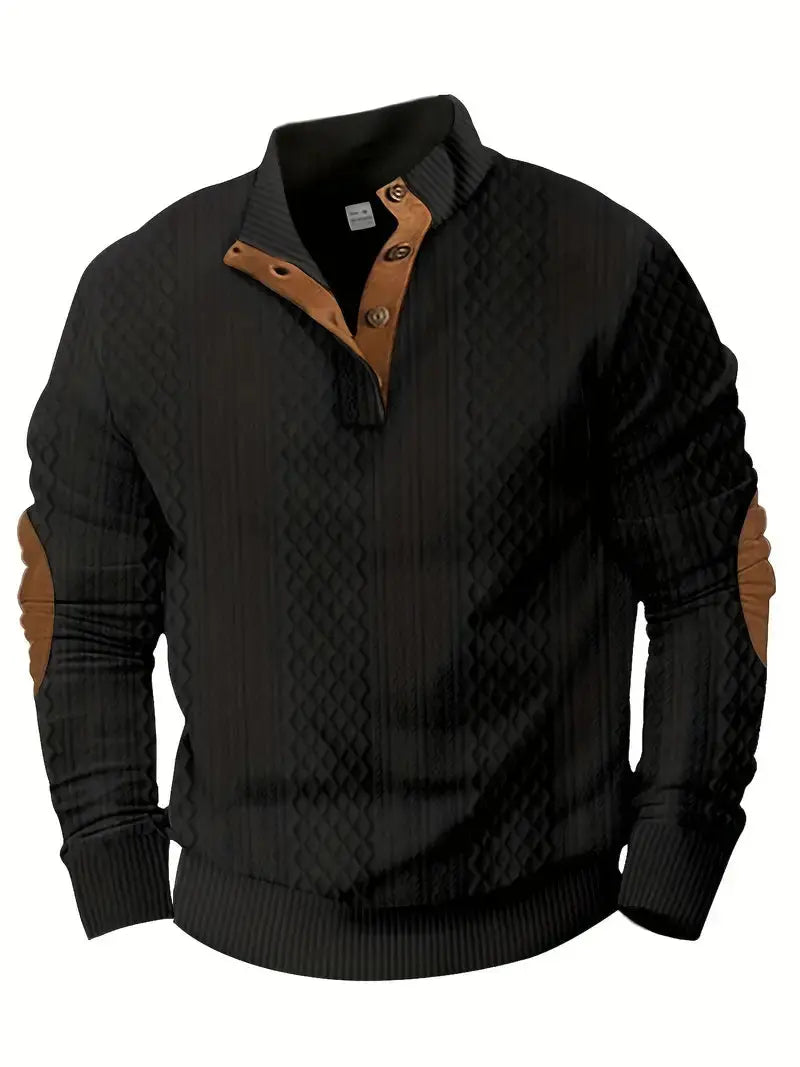 Męski dziany sweter outdoor z naszywkami - Logan
