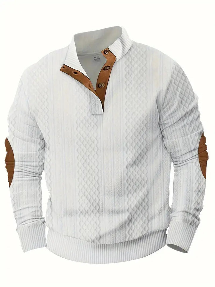 Męski dziany sweter outdoor z naszywkami - Logan
