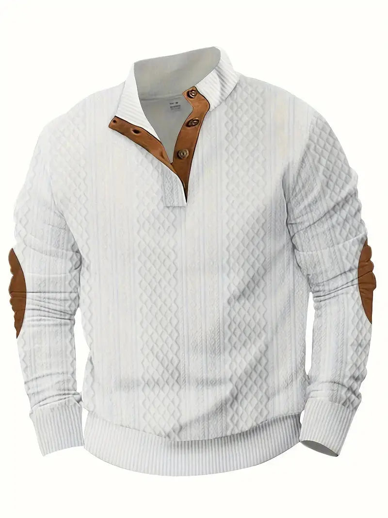 Męski dziany sweter outdoor z naszywkami - Logan