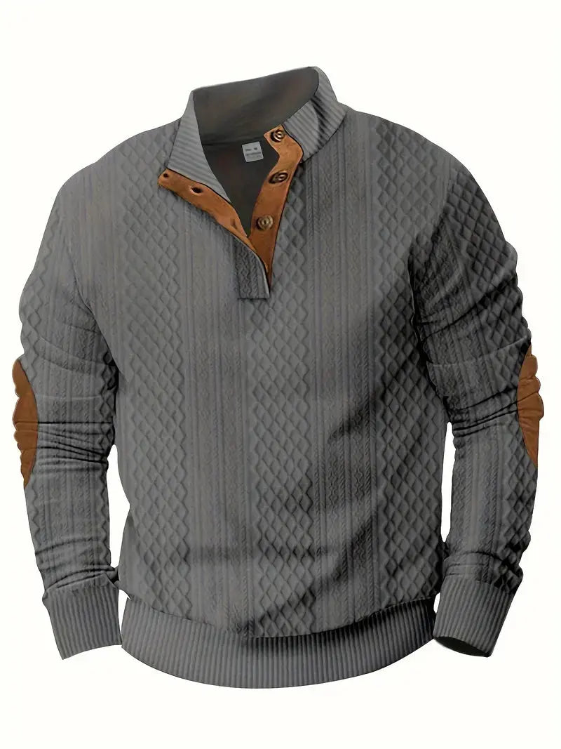 Męski dziany sweter outdoor z naszywkami - Logan