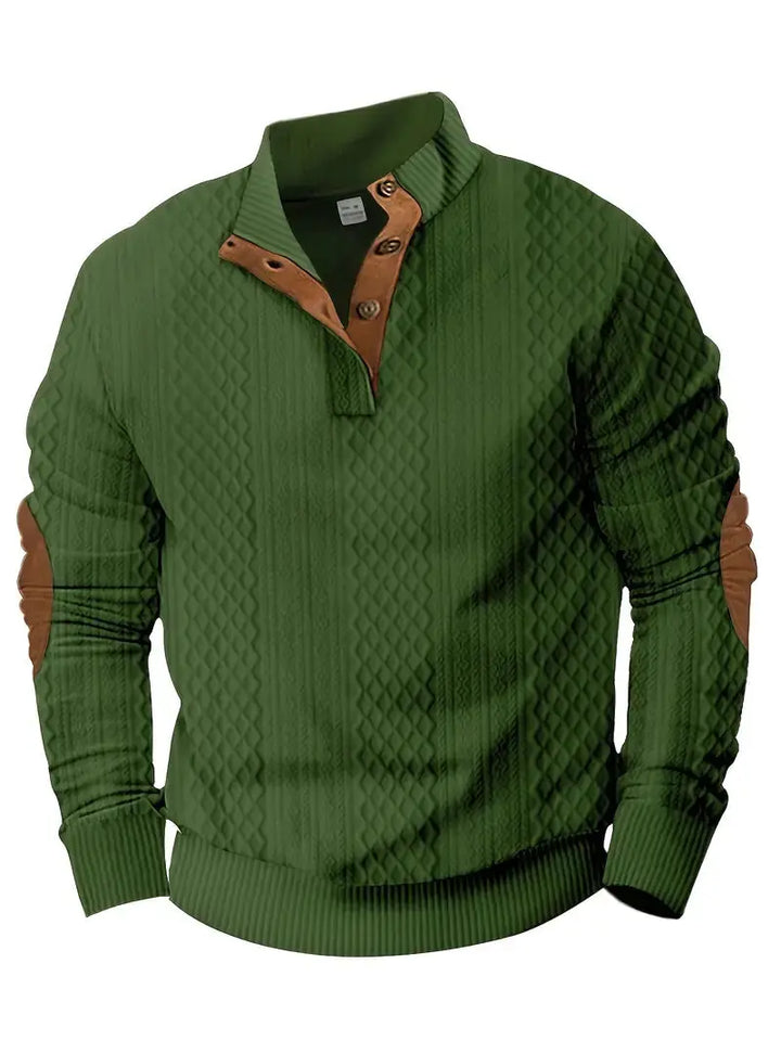 Męski dziany sweter outdoor z naszywkami - Logan